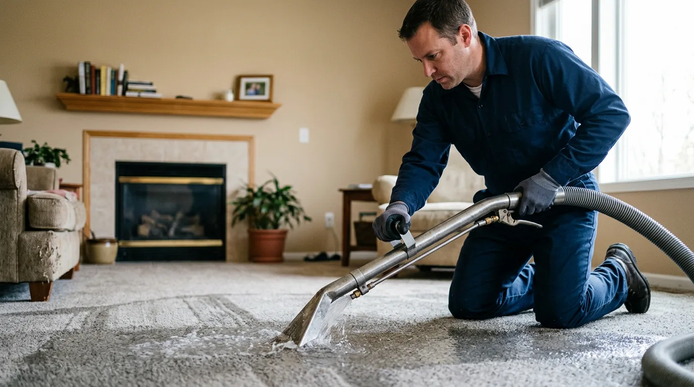 Water damage restoration technician working near Seville, OH
